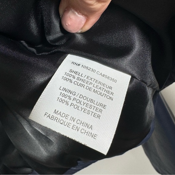 JOIE Caldine Moto Jacket Navy Blue Leather Zip Up Collared Women’s Size Medium - Picture 12 of 16